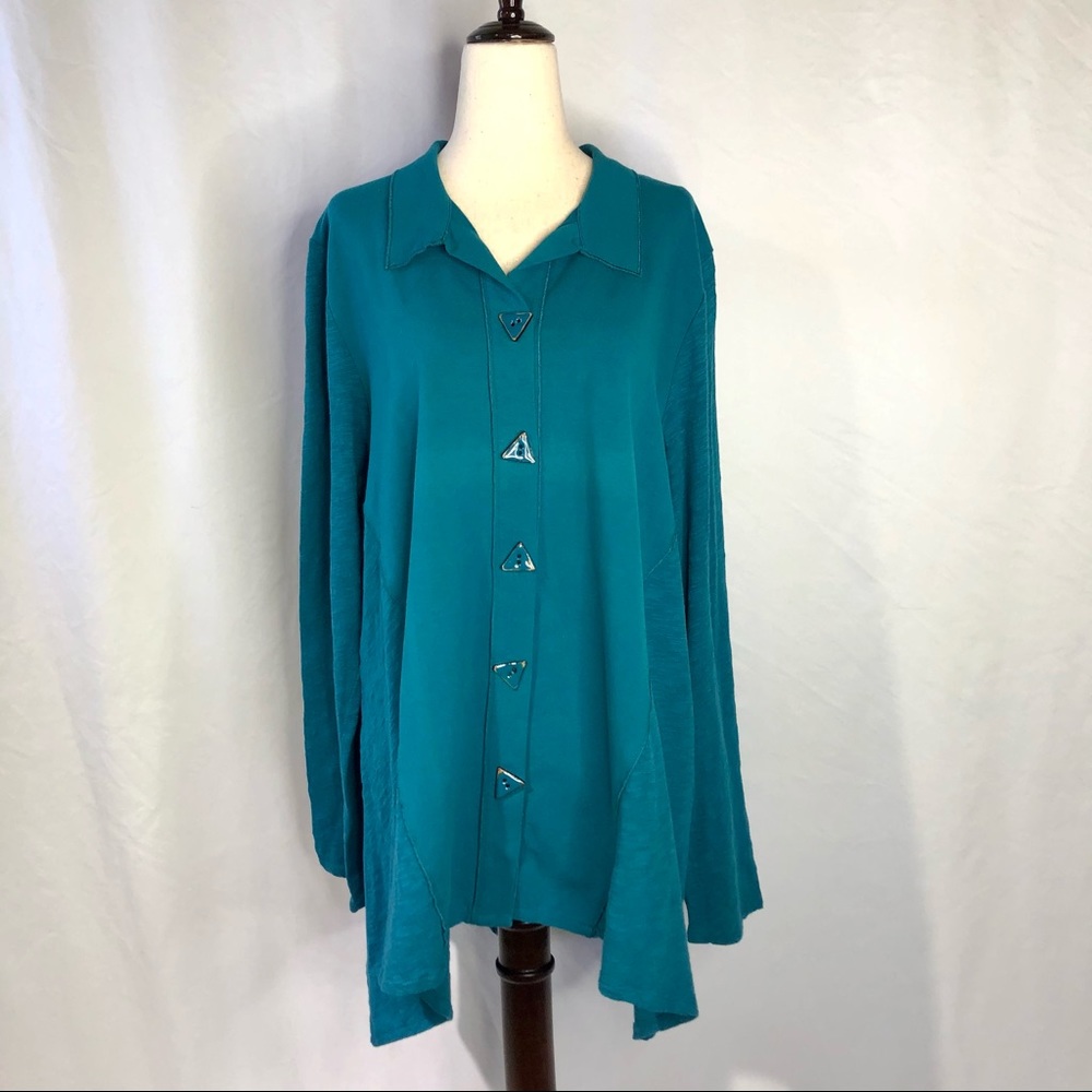NWT Habitat Teal Button Down Jersey Shirt Large